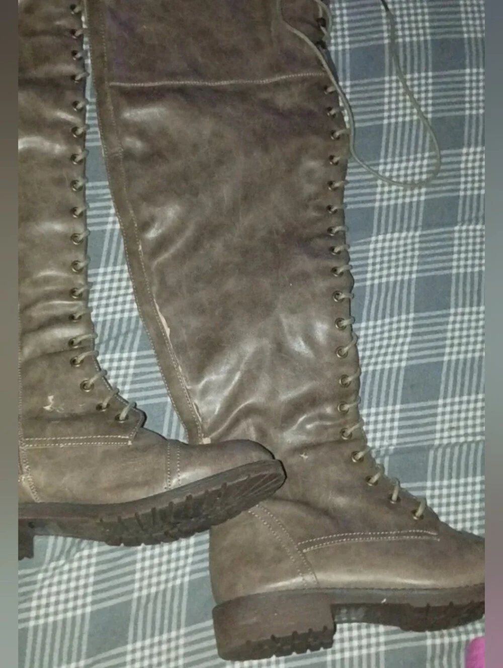 Women's Brown Lace-Up Riding Boots